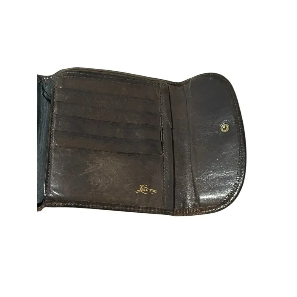 Le Baron MCM Genuine Buffalo Calf Leather Coin Wallet Ladies Change Holder Brown